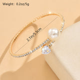 Women's Pearl Heart Full Diamond Bracelet Elastic – Jewelry Gift Ideas — 4