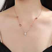 Titanium Steel White Shell Small Flower Necklace – Jewelry Gift Ideas — 3
