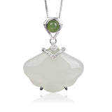 Sterling Silver Inlaid White Jade Shell-shaped – Jewelry Gift Ideas — 2