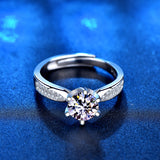Women's Sterling Silver Six Prong Faux Moissanite Ring – Gifts for Her — 5
