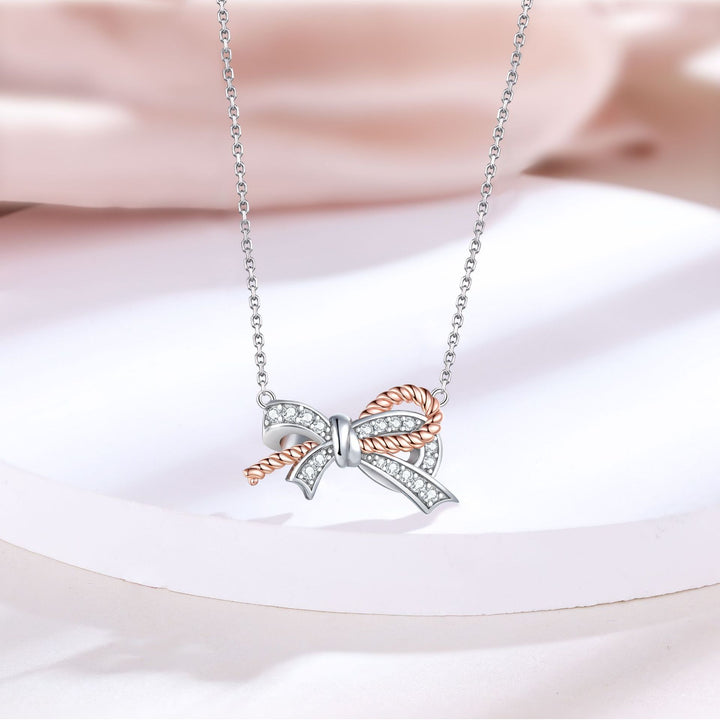 Women's S925 Sterling Silver Twist Bow Necklace – Jewelry Gift Ideas — 1
