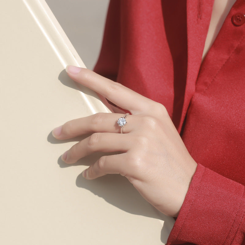 S925 Moosanshi Snowflake Star Awn Ring Creative Trend – Stylish Gifts — 1