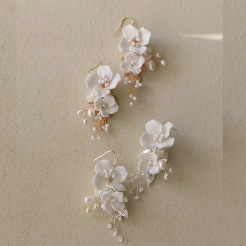 Ceramic Flower Earrings Shell Flower Freshwater – Thoughtful Gifts — 1