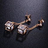 Simple And Fashionable Square Earrings With Zircon – Surprise Gifts — 5