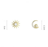Women's Shining Sun Moon Star Asymmetric Stud Earrings – Gifts for Her — 4