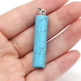 Natural Stone Semi-Precious Cylindrical Pendant – Jewelry Gift Ideas — 13