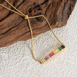 Inlaid Zirconium Rectangular Adjustable Bracelet – Jewelry Gift Ideas — 4