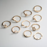 Diamond-embedded Combination Knuckle Ring 10-piece – Thoughtful Gifts — 7