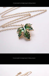Maple Leaf Enamel Drip Glazed Long Necklace – Jewelry Gift Ideas — 3