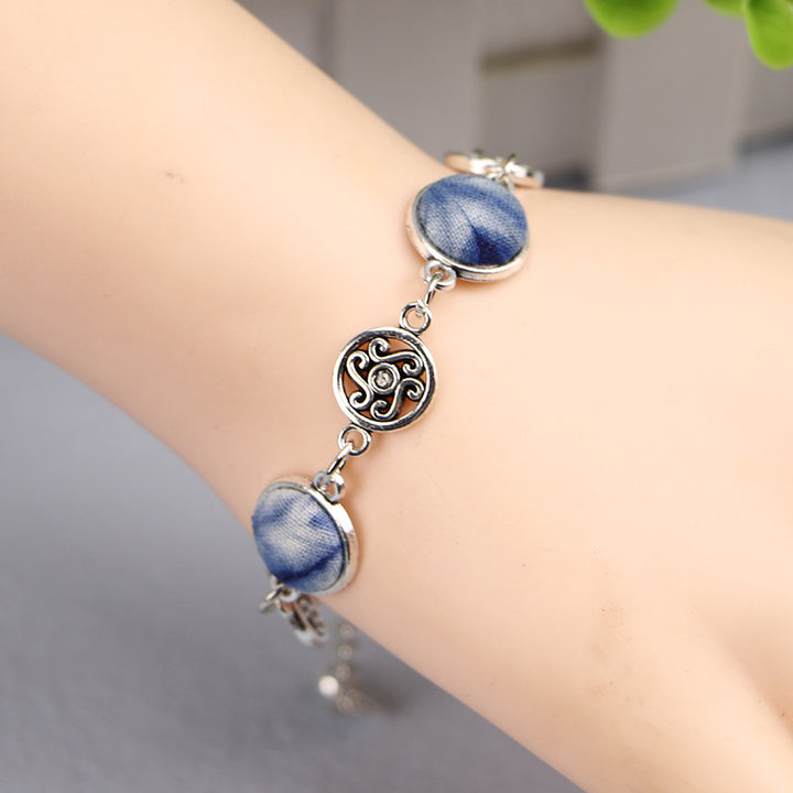 Ethnic Blue Dyed Tie-dye Bracelet Hand-stitched – Jewelry Gift Ideas — 1