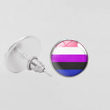 LGBT Pride Round Glass Stud Earrings Gay Lesbian – Stylish Gifts — 18