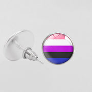 LGBT Pride Round Glass Stud Earrings Gay Lesbian – Stylish Gifts — 18