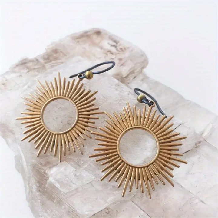 Vintage Ring Hollow Metal Distressed Earrings Ethnic – Stylish Gifts — 1