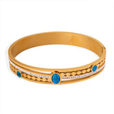 French Vintage Style Turquoise Inlaid Zircon Buckle – Stylish Gifts — 12