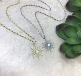 Boho Synthetic Opal Necklace Gold Sun God – Jewelry Gift Ideas — 2