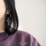 Punk Rock Dark Girl Cutout Cross Earrings – Gifts for Kids — 1