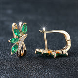 Water Drop Flower Shape Green Zircon Earrings – Gift Ideas — 2