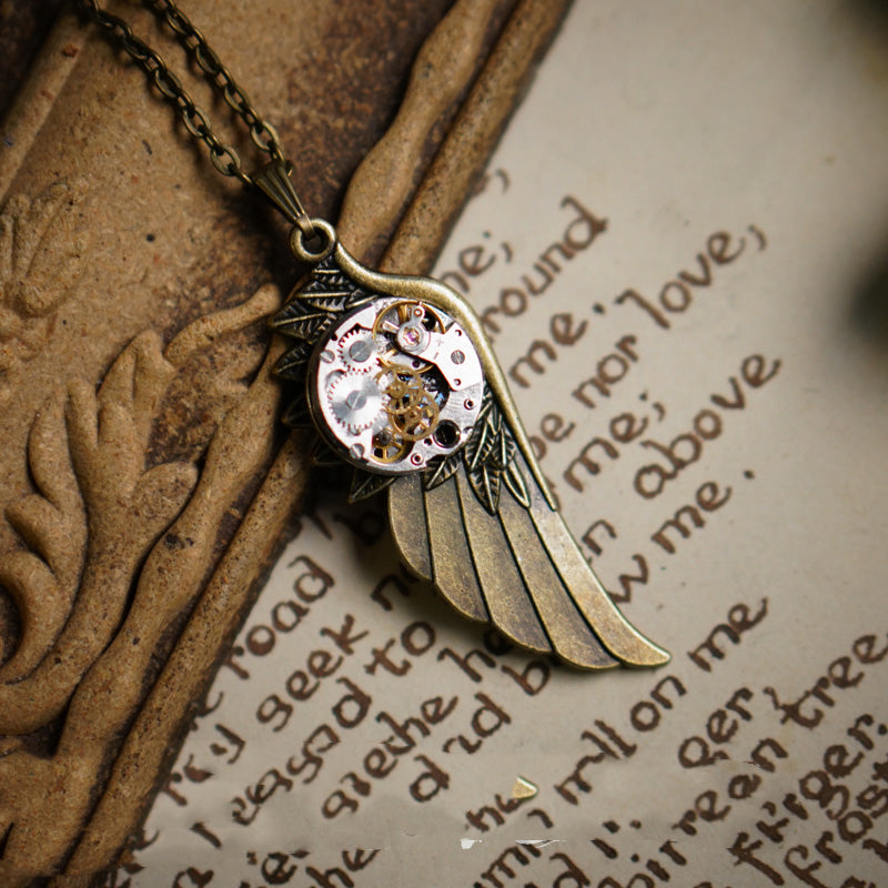 Vintage Wings Mechanical Punk Necklace Antique – Jewelry Gift Ideas — 1