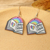 Geometric Rainbow Book Earrings Wooden For Women – Gifts for Her — 6