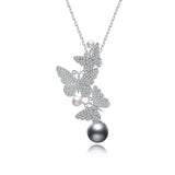 Flower Beard Butterfly Pearl Pendant Necklace – Jewelry Gift Ideas — 1