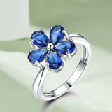 925 Sterling Silver Flowers Sapphire Ring For Women – Gifts for Her — 1