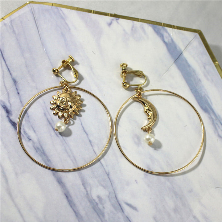 Temperament Sun Moon Pearl Earrings Retro Personality – Stylish Gifts — 1