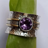 Women's Purple Antique Gold Pattern Ring – Gifts for Her — 2
