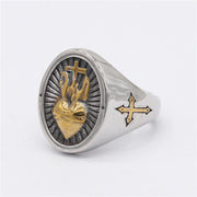 Cross Heart Retro Titanium Steel Ring – Gift Ideas — 3