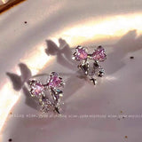 Women's Diamond Bow Zircon Stud Earrings – Gifts for Her — 2