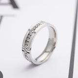 Flat Single Row Diamond Titanium Steel Ring – Small Gift Ideas — 5