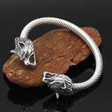 Viking Steel Color Double Wolf Head Bracelet – Jewelry Gift Ideas — 1