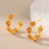 Rose Carved Retro Textured Earrings – Surprise Gifts — 1