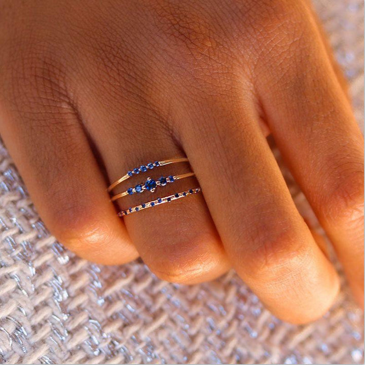 Micro-inlaid Zircon Ring Thin Star Sapphire – Gifts for Her — 1