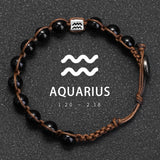 Natural Stone 12 Zodiac Obsidian Hand-woven Bracelet – Stylish Gifts — 7
