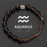Natural Stone 12 Zodiac Obsidian Hand-woven Bracelet – Stylish Gifts — 7