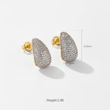 Copper Inlaid With Zircon Hollow Water Drop Ear Studs – Birthday Gifts — 7