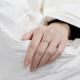 14K Yellow Gold Inlaid Navy Green Olive Ring – Small Gift Ideas — 3