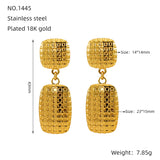 Women's Stainless Steel Square Textile Stud Earrings – Gifts for Her — 2