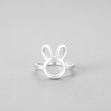 Alloy Hollow Cute Rabbit Animal Food Ring Ring – Gifts for Pet Lovers — 5