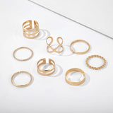 8-Piece Retro Metal Smooth Twist Cross Ring – Special Occasion Gifts — 6