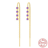 Sterling Silver Tassel Ear Wires With Diamonds – Stylish Gifts — 3