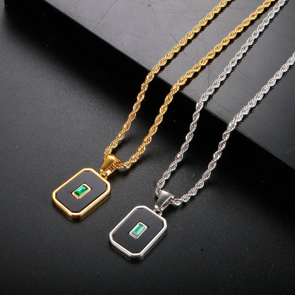 Square Rose Pendant Necklace Fashion Stainless – Jewelry Gift Ideas — 1