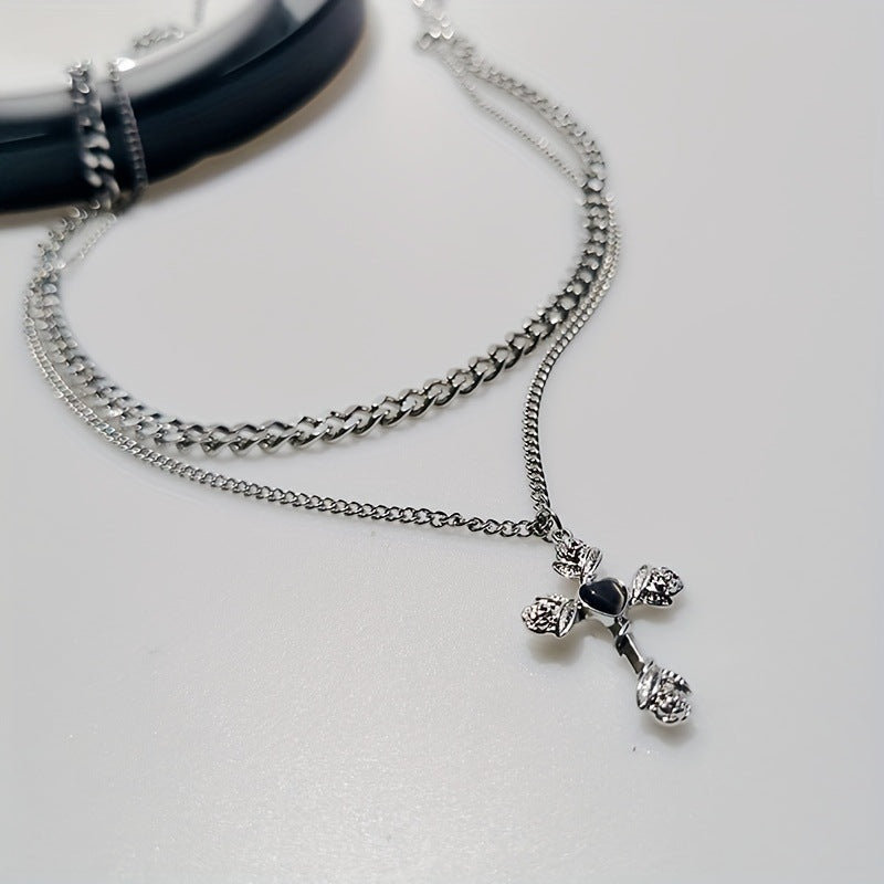 Flower Cross Necklace Personality High Sense – Jewelry Gift Ideas — 1
