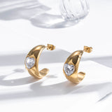 Simple Graceful Stainless Steel Loving Heart Zircon – Useful Gifts — 7