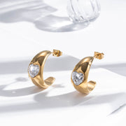Simple Graceful Stainless Steel Loving Heart Zircon – Useful Gifts — 7