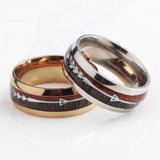 Stainless Steel Wood Grain Arrow Inlaid Ring – Gift Ideas — 6