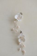 Hard Porcelain Flower Fresh Water Pearl Earrings – Gift Ideas — 4