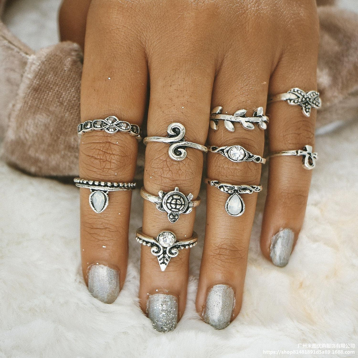 10pcs/set Ladies Antique Knuckle Rings Turtle Starfish – Gifts for Her — 2