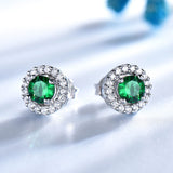 Emerald 925 Sterling Silver Round Earrings Pendants – Birthday Gifts — 4