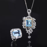 Simulated Aquamarine Pendant Ring Set – Jewelry Gift Ideas — 3